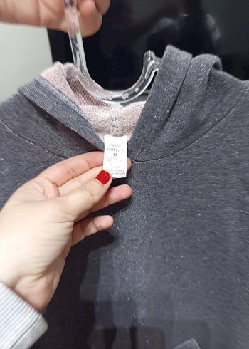 Gri Kadın Kapüşonlu Sweatshirt - Görsel 7
