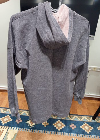 Gri Kadın Kapüşonlu Sweatshirt - Görsel 3