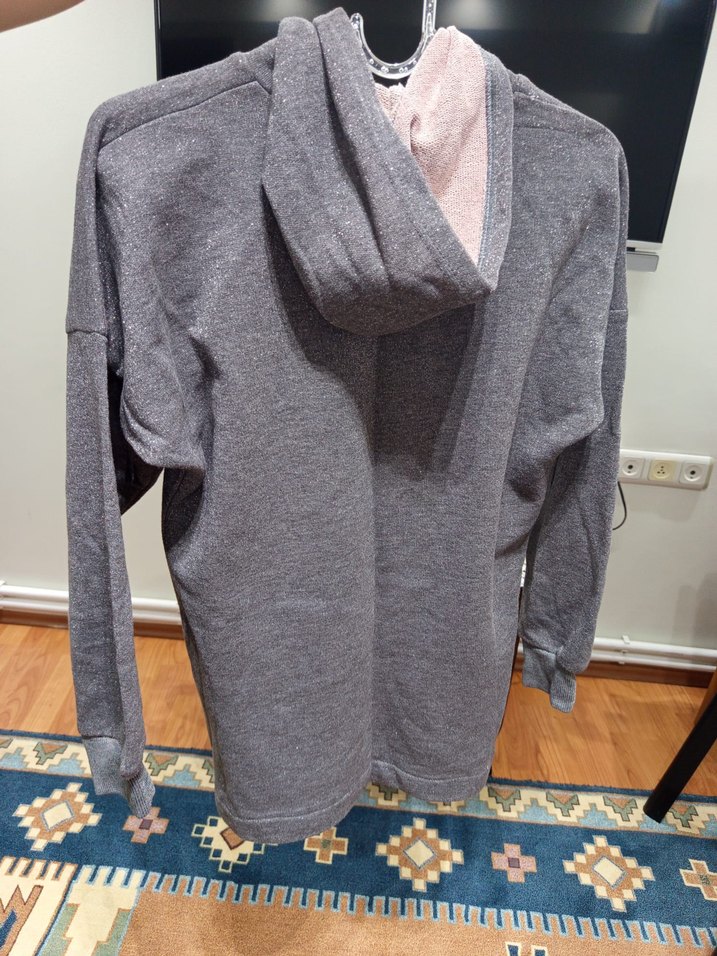 Gri Kadın Kapüşonlu Sweatshirt - Görsel 3