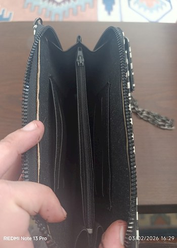 Bohem Siyah Beyaz Kadın Çanta - Cüzdanı - Görsel 7