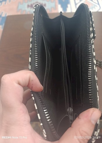 Bohem Siyah Beyaz Kadın Çanta - Cüzdanı - Görsel 6