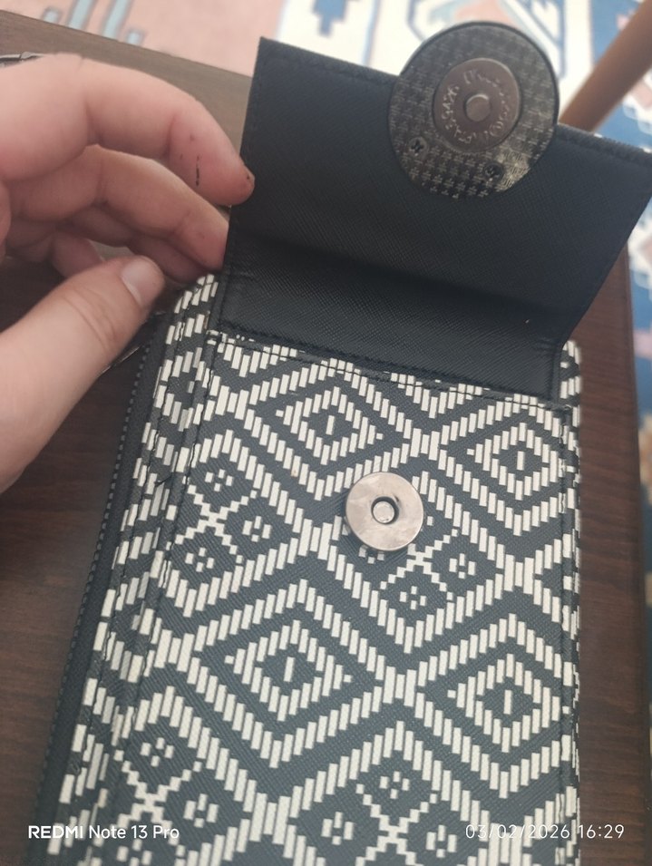 Bohem Siyah Beyaz Kadın Çanta - Cüzdanı - Görsel 4