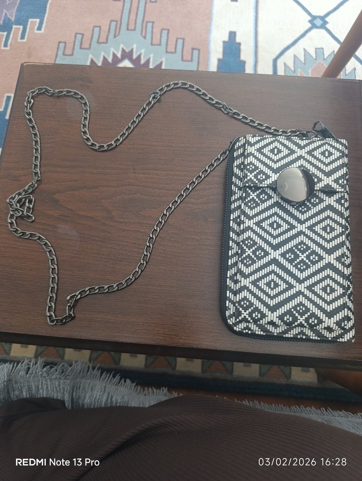 Bohem Siyah Beyaz Kadın Çanta - Cüzdanı - Görsel 2