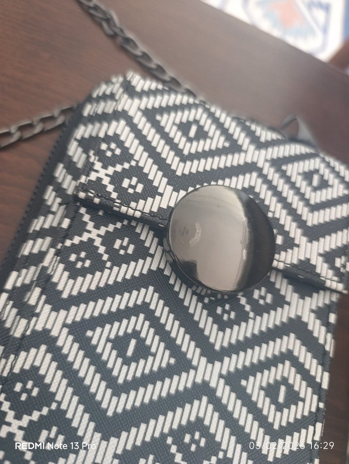 Bohem Siyah Beyaz Kadın Çanta - Cüzdanı - Görsel 3