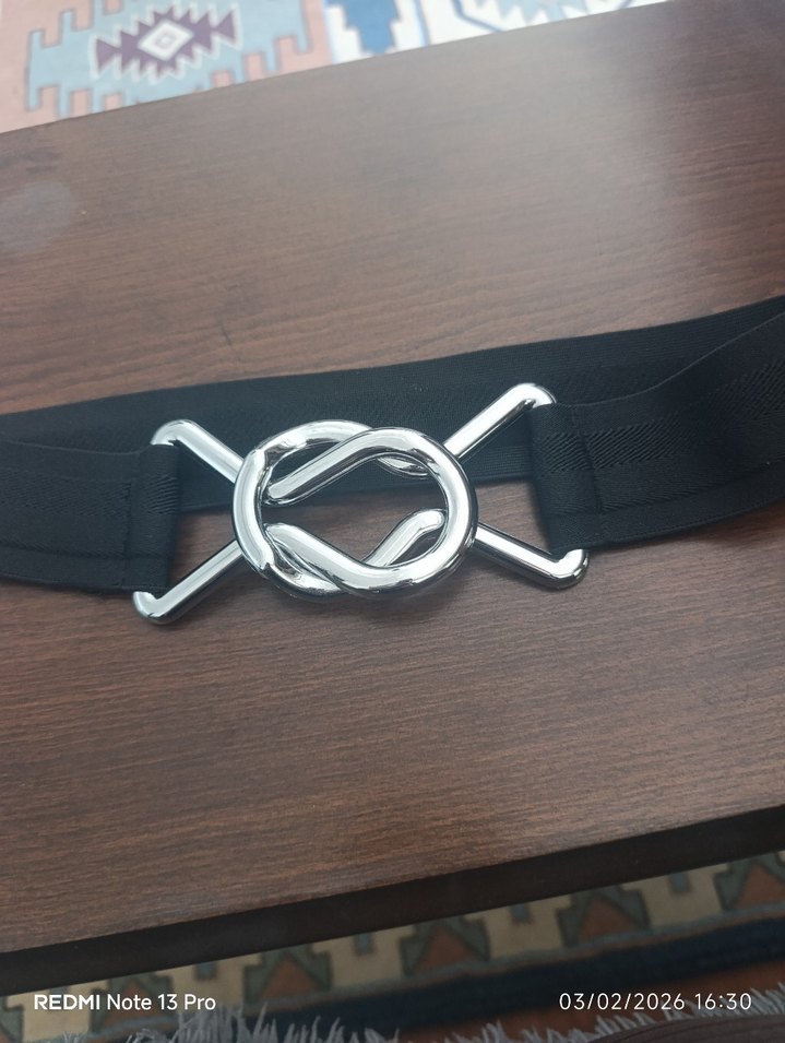 Parlak Siyah Metal Tokalı Kadın Kemer - Görsel 5