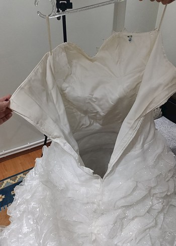 Uzun Straplez Beyaz Gelinlik - Görsel 6