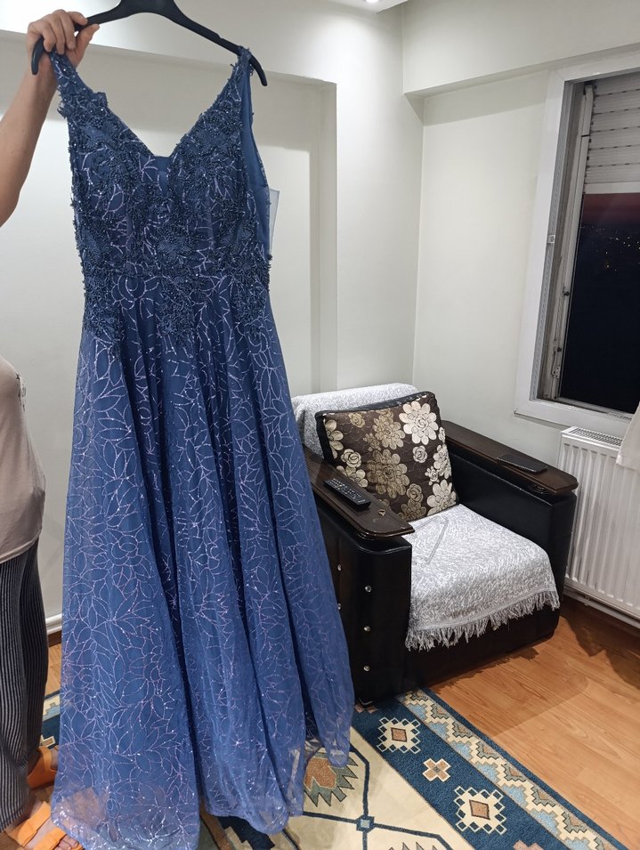 TRENDYOL İndigo Mavi Nişanlık Abiye Elbise - Görsel 2