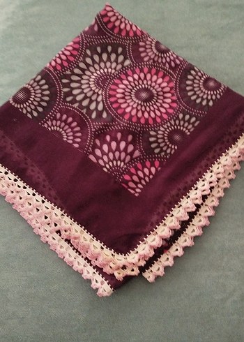 tanê 200tldantel Kenarlı Pembe Vintage Kadın basörtü - Görsel 3