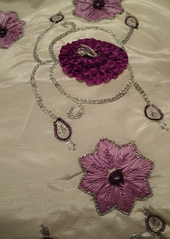 Mor Nakışlı Bohem seccade kurdele nakışı kasnaknişi - Görsel 2