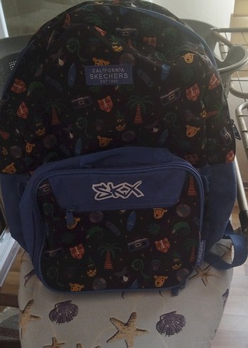 Mavi Baskılı Kadın Sırt Çantası SKX