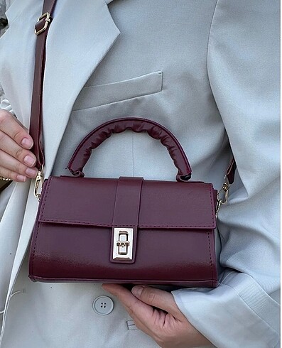 Zara Bordo Kadın El ve Omuz Çantası