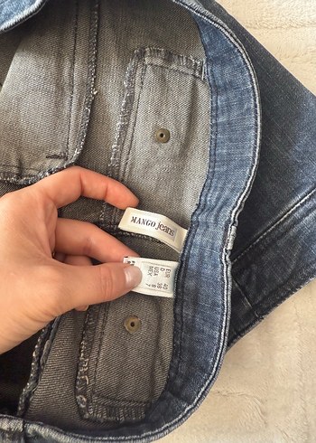 38 Beden Kadın Gri Kot Mini Etek Kemerli