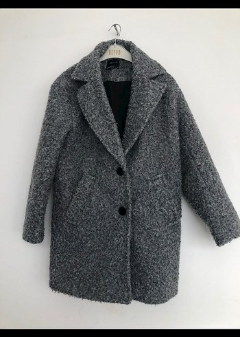Gri Düğmeli Kadın bershka Kaban
