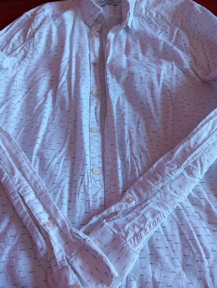 Slim Fit Desenli Beyaz Gömlek - Görsel 4