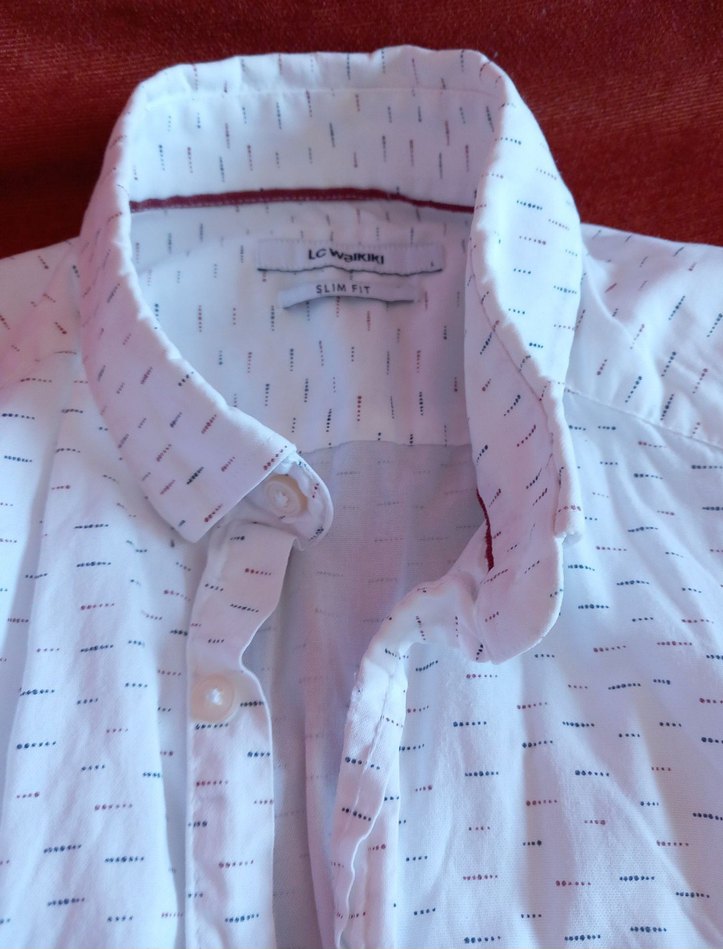 Slim Fit Desenli Beyaz Gömlek - Görsel 2