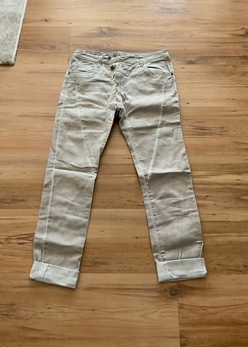 Bej Kadın Denim Pantolon Midi Boy
