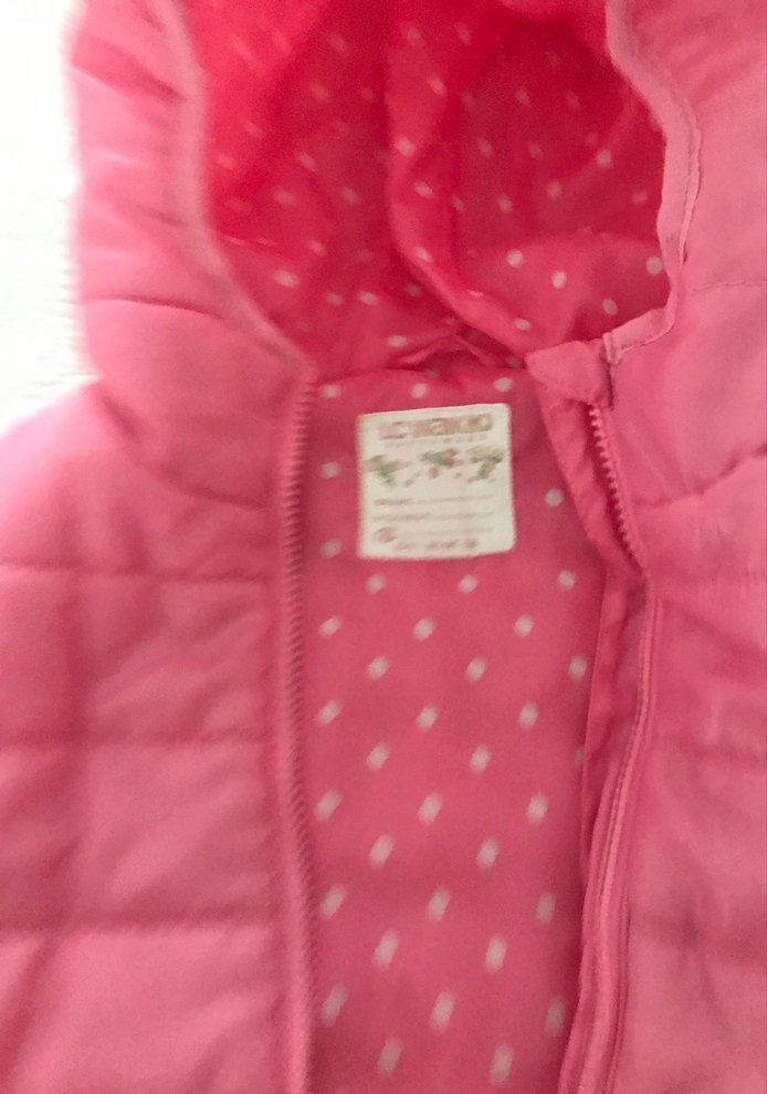 Kız Çocuk Pembe Kapüşonlu Fermuarlı Yelek - Görsel 3