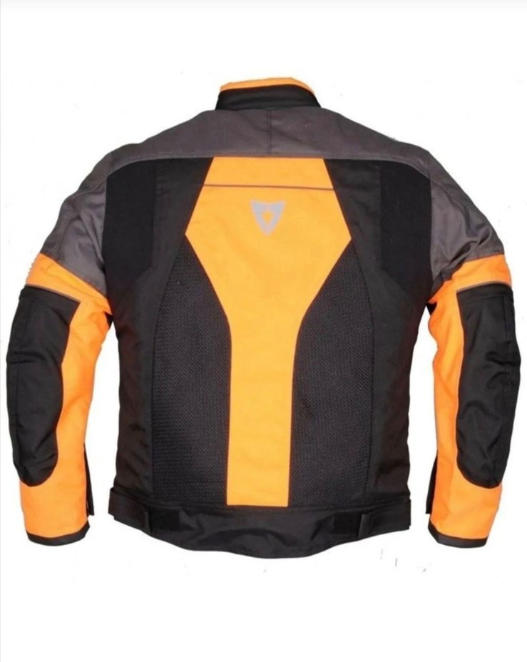 Siyah Turuncu Kemerli Motorcu Ceketi - Görsel 2