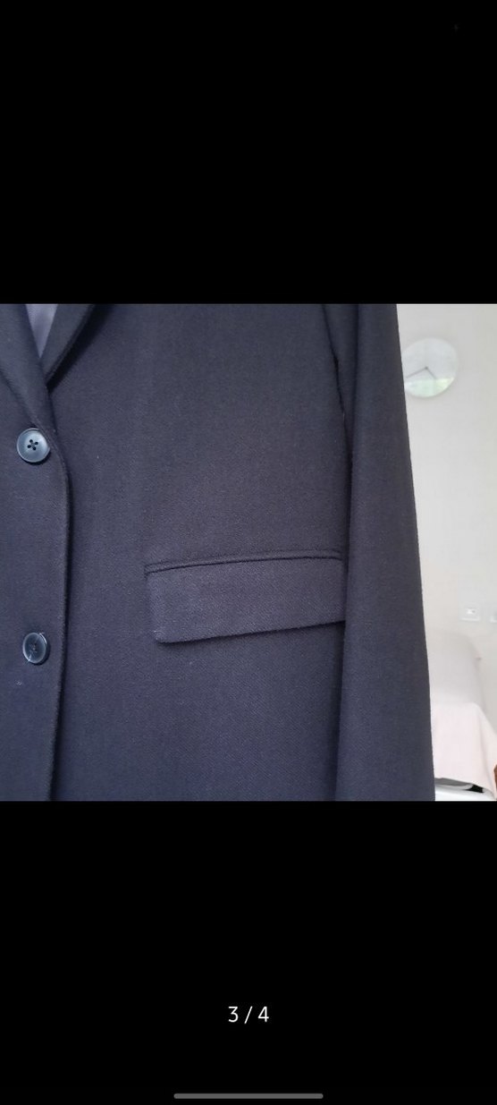 Stradivarius Siyah Düğmeli Uzun Kaban - Görsel 3