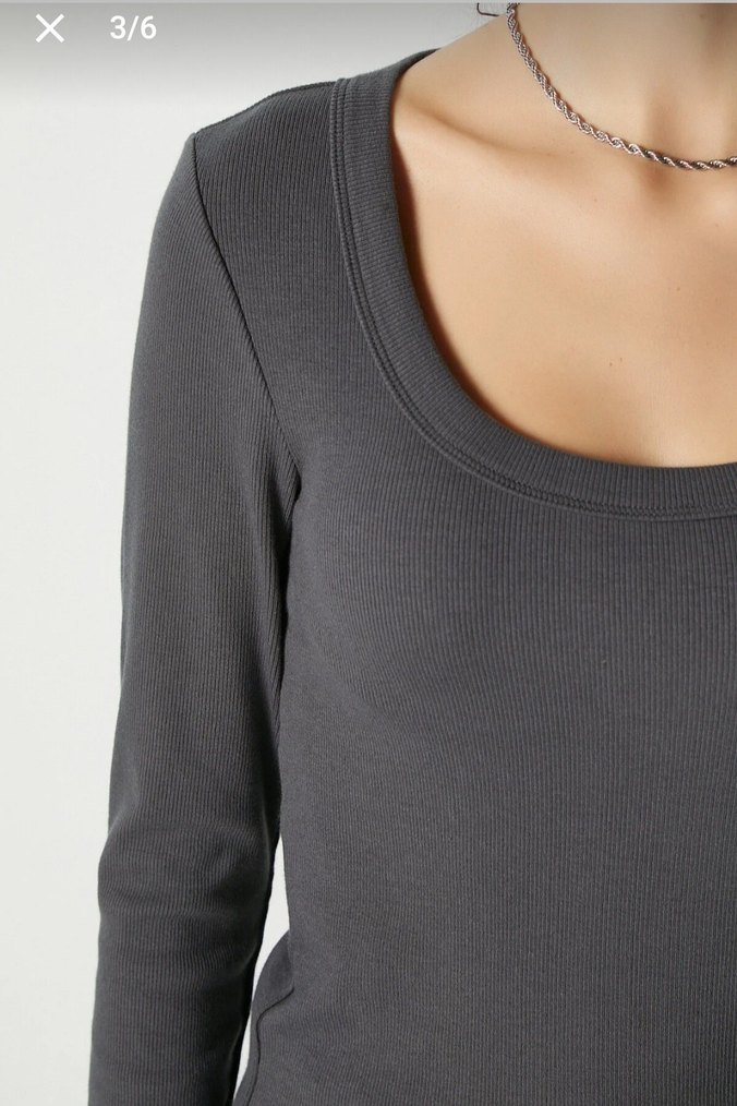 Ritnice Antrasit Kısa Mini Bluz - Görsel 2