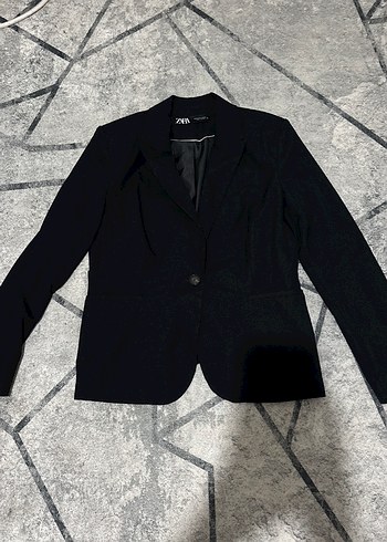 Kadın Siyah Düğmeli Ofis Blazer Ceket