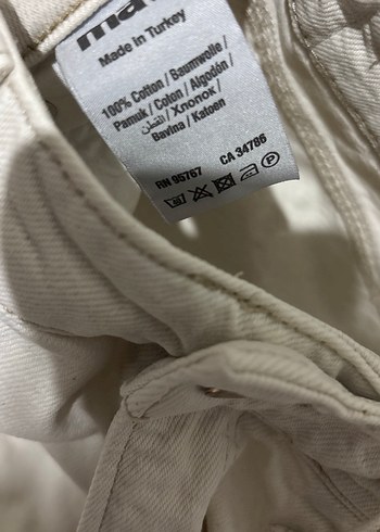 26 Beden Beyaz Kadın Loose Fit Midi Kot Pantolon