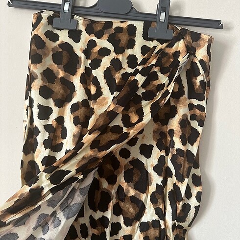 s Beden kahverengi Renk BSL leopar midi etek