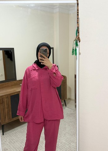 Pembe Salaş Keten Kadın Takım