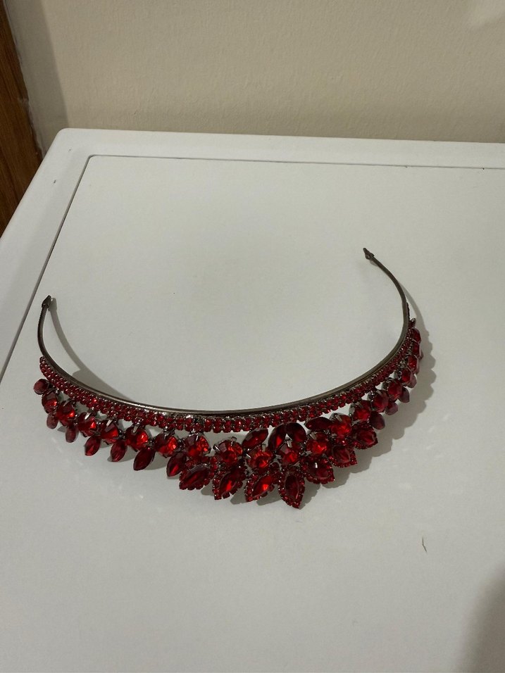 Kırmızı Payetli Cam Taşlı Kadın Saç Aksesuarı - Görsel 2