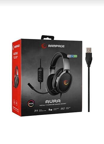 RAMPAGE RM-K94 AURA USB 7.1 RGB AYDINLATMALI HASSAS MİKROFONLU K
