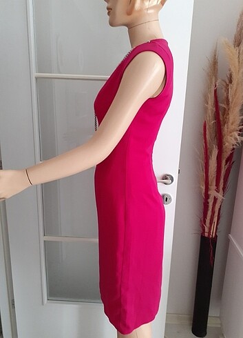Fuşya Midi Elbise indirimde - Görsel 2