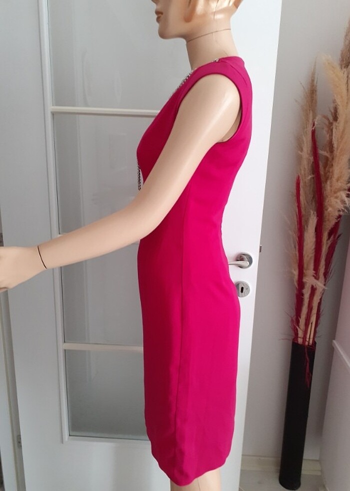 Fuşya Midi Elbise indirimde - Görsel 2