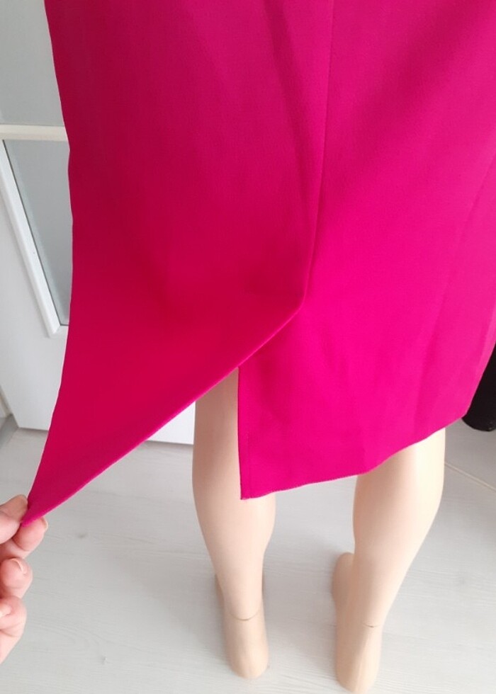 Fuşya Midi Elbise indirimde - Görsel 5
