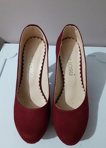 Bordo Nubuk Topuklu Ayakkabı  - Görsel 4