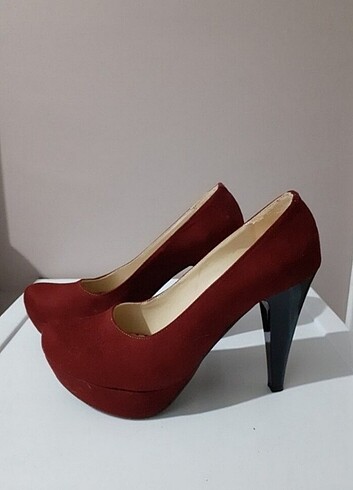 Bordo Nubuk Topuklu Ayakkabı  - Görsel 5
