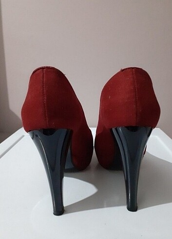 Bordo Nubuk Topuklu Ayakkabı  - Görsel 6