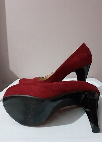 Bordo Nubuk Topuklu Ayakkabı  - Görsel 7