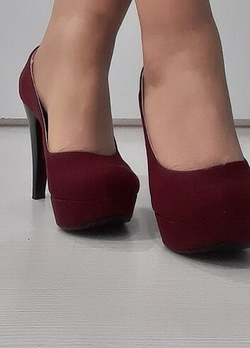 Bordo Nubuk Topuklu Ayakkabı  - Görsel 8