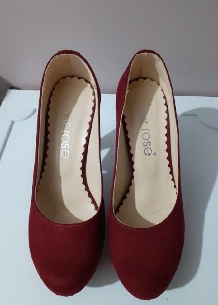 Bordo Nubuk Topuklu Ayakkabı  - Görsel 4