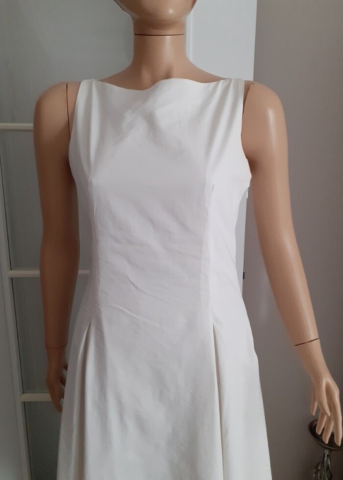 Beyaz Midi Zarif Elbise  - Görsel 2