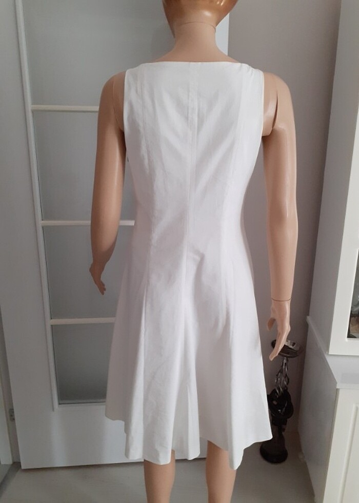 Beyaz Midi Zarif Elbise  - Görsel 3