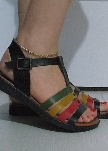 36 Beden Çok renkli Deri Sandalet