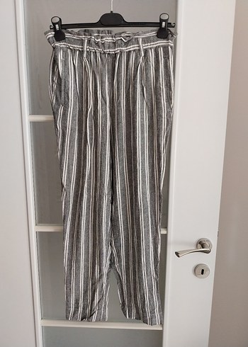 H&M Çizgili Gri Kadın Pantolon