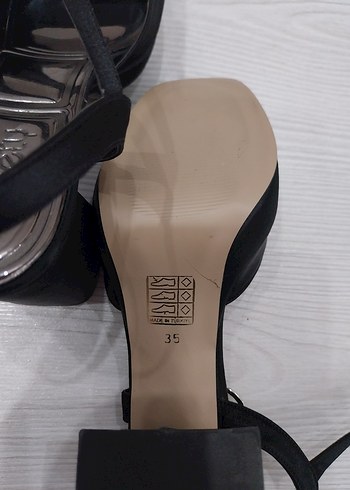 Siyah Platform Topuklu Sandalet - Görsel 6