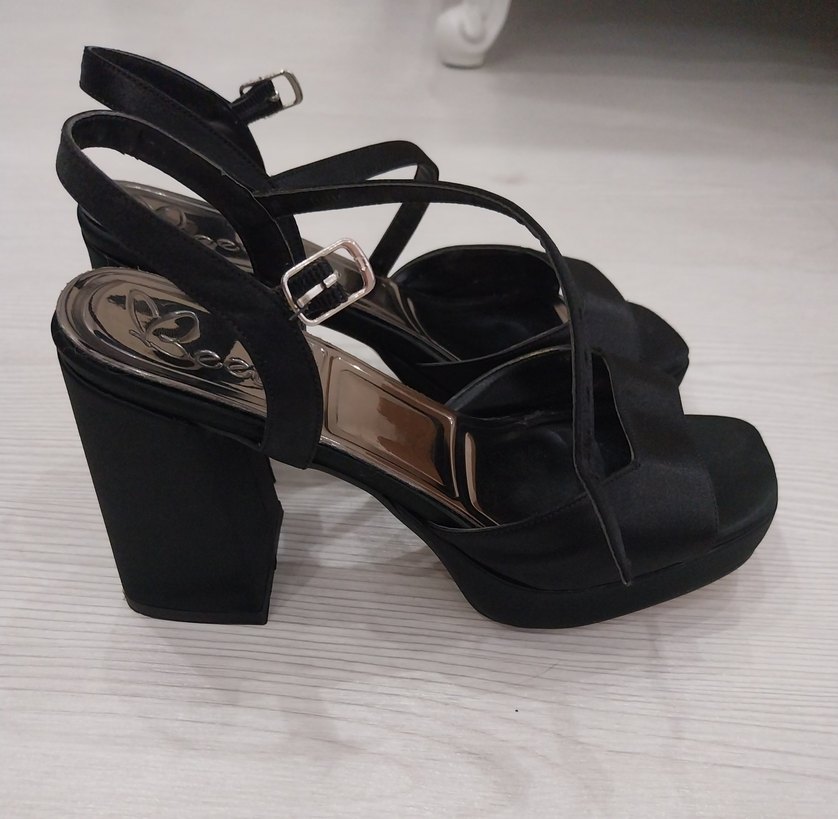 Siyah Platform Topuklu Sandalet - Görsel 4
