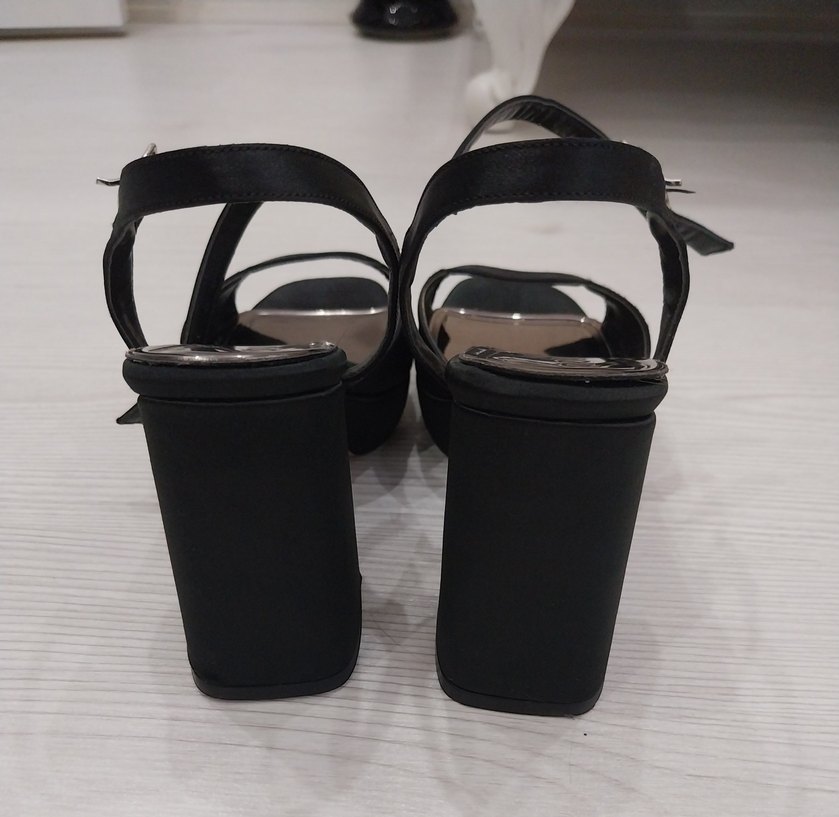 Siyah Platform Topuklu Sandalet - Görsel 5