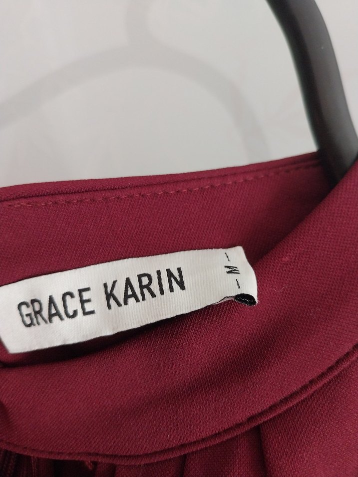 Bordo Uzun Kollu Piliseli Midi Elbise - Görsel 4