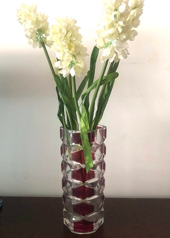 Parlak Kırmızı Desenli  Alman Kristal Vazo - Görsel 2