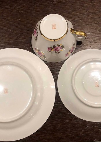 Porselen Gül Desenli İnce İşçilikli Trio - Görsel 3