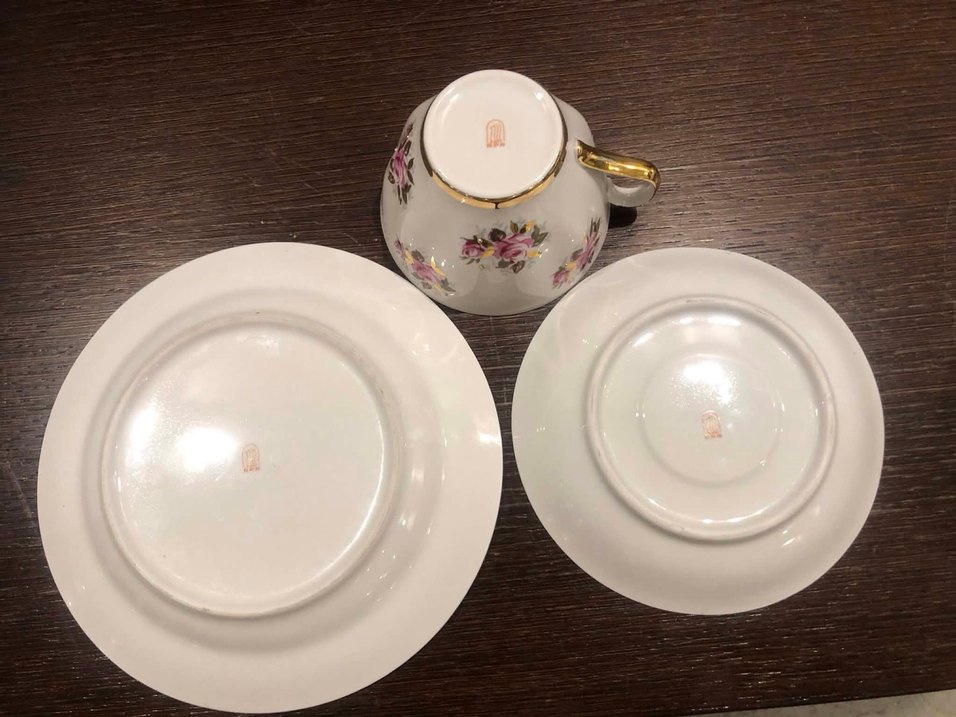 Porselen Gül Desenli İnce İşçilikli Trio - Görsel 3